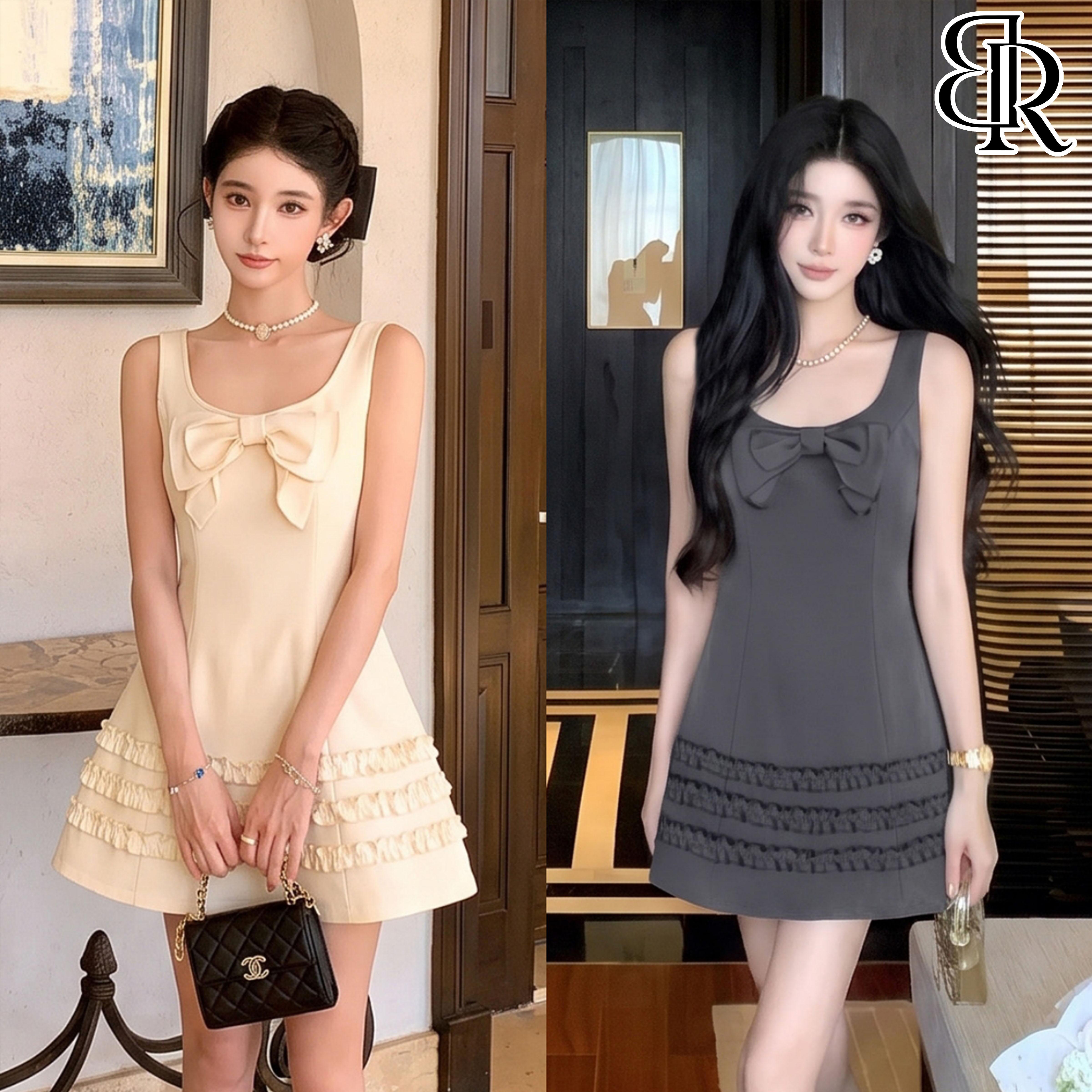 เดรสแขนกุดทรงเอ แต่งโบว์ — B&R Girl Fashion